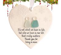 Mppchhn Décoration Céramique Sapin de Noël, Décoration Cœur en Céramique Amour pour Noël, Souvenir De Verre Suspendable pour Porte Mur Fenêtre Balcon Chambre, Ornement Hiver Fêtes
