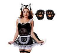 Mppchhn Ensemble d'Oreilles, Queue et Gants de Loup, Déguisement Loup Effet Réel Femme Facile à Enfiler, Accessoire de Tenue Cosplay Halloween Facile à Porter pour Carnaval Anime Fête de Cosplay et