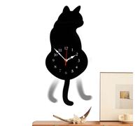 Mppchhn Horloge Murale Silencieuse - Horloge Chat Murale pour Chambre avec Queue Oscillante - Décoration Maison pour Salon Cuisine Appartement