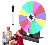 Mppchhn Roue de la Fortune | Roue de Jeu 30 cm,Plateau de Roulette à 12 Cases avec Effaçable et Marqueur pour Soirées Familiales Carnavals Événements Scolaires et Collectifs