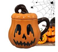 Mppchhn Tasses À Café Halloween, Tasse à Thé Céramique avec Couvercle et Anse, 350ml Pour Thé Lait Jus Boisson Chaude Froide Bière