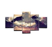 MPPSU Affiche Anime Berserk Guts Wolf Tableaux, Posters et Arts Décoratifs Tableau Cuisine Decoration Murale Salon Moderne Impressions Sur Toile Intissee 5 Pièces Avec Cadre