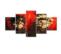 MPPSU Affiche D'Anime Japonais Asta Black-Clover-Figure Tableaux, Posters et Arts Décoratifs Tableau Cuisine Decoration Murale Salon Moderne Impressions Sur Toile Intissee 5 Pièces Avec Cadre