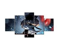 MPPSU Affiche De L'Anime Sung-Jin-Woo Solo Leveling Tableaux, Posters et Arts Décoratifs Tableau Cuisine Decoration Murale Salon Moderne Impressions Sur Toile Intissee 5 Pièces Avec Cadre