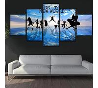 MPPSU Affiche De Personnage D'Anime One-Piece Tableaux, Posters et Arts Décoratifs Tableau Cuisine Decoration Murale Salon Moderne Impressions Sur Toile Intissee 5 Pièces Avec Cadre 150x80cm