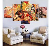 MPPSU Affiche De Personnage De Dessin Animé One Piece Anime Tableaux, Posters et Arts Décoratifs Tableau Cuisine Decoration Murale Salon Moderne Impressions Sur Toile Intissee 5 Pièces Avec Cadre