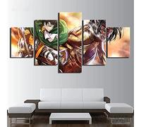 MPPSU Allen Le Géant Animation-Attaque-Sur-Titan Tableaux, Posters et Arts Décoratifs Tableau Cuisine Decoration Murale Salon Moderne Impressions Sur Toile Intissee 5 Pièces Avec Cadre 100x50cm