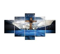 MPPSU Amour De Jésus-Christ-Croix Poster Tableaux, Posters et Arts Décoratifs Tableau Cuisine Decoration Murale Salon Moderne Impressions Sur Toile Intissee 5 Pièces Avec Cadre 100x50cm