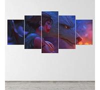 MPPSU Anime Manga Princesse-Mononoke-Loup Poster Tableaux, Posters et Arts Décoratifs Tableau Cuisine Decoration Murale Salon Moderne Impressions Sur Toile Intissee 5 Pièces Avec Cadre