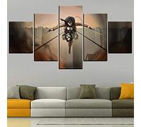 MPPSU Attaque Sur Titan Anime Mikasa Ackerman Tableaux, Posters et Arts Décoratifs Tableau Cuisine Decoration Murale Salon Moderne Impressions Sur Toile Intissee 5 Pièces Avec Cadre