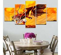 MPPSU Fairy-Tail Fire Dragon Personnage Anime Poster Tableaux, Posters et Arts Décoratifs Tableau Cuisine Decoration Murale Salon Moderne Impressions Sur Toile Intissee 5 Pièces Avec Cadre