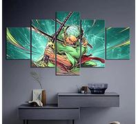 MPPSU One Piece Anime Animation Roronoa-Zoro Tableaux, Posters et Arts Décoratifs Tableau Cuisine Decoration Murale Salon Moderne Impressions Sur Toile Intissee 5 Pièces Avec Cadre