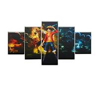MPPSU One Piece Anime Manga Luffy Poster Tableaux, Posters et Arts Décoratifs Tableau Cuisine Decoration Murale Salon Moderne Impressions Sur Toile Intissee 5 Pièces Avec Cadre