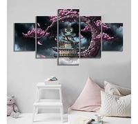 MPPSU One Piece Anime Paysage Tableaux, Posters et Arts Décoratifs Tableau Cuisine Decoration Murale Salon Moderne Impressions Sur Toile Intissee 5 Pièces Avec Cadre