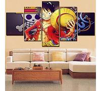 MPPSU One Piece Anime Personnage Affiche Monkey-D-Luffy Tableaux, Posters et Arts Décoratifs Tableau Cuisine Decoration Murale Salon Moderne Impressions Sur Toile Intissee 5 Pièces Avec Cadre