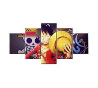 MPPSU One Piece Anime Personnage Affiche Monkey-D-Luffy Tableaux, Posters et Arts Décoratifs Tableau Cuisine Decoration Murale Salon Moderne Impressions Sur Toile Intissee 5 Pièces Avec Cadre