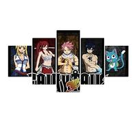MPPSU Personnage D'Anime Fairy-Tail Fire Tableaux, Posters et Arts Décoratifs Tableau Cuisine Decoration Murale Salon Moderne Impressions Sur Toile Intissee 5 Pièces Avec Cadre