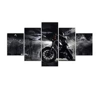 MPPSU Photo Noir Et Blanc De La Moto Tableaux, Posters et Arts Décoratifs Tableau Cuisine Decoration Murale Salon Moderne Impressions Sur Toile Intissee 5 Pièces Avec Cadre 100x50cm