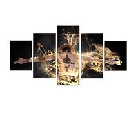 MPPSU Tableaux, Posters et Arts Décoratifs Tableau Cuisine Decoration Murale Salon Moderne Impressions Sur Toile Intissee 5 Pièces Avec Cadre 150Cm×80Cm One Piece Anime Affiche Luffy Manga