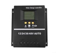 Mppt Contrôleur de charge solaire 150 A avec écran LCD pour système 12 V 24 V 36 V 48 V Double port USB et dissipateur thermique en alliage d'aluminium Boîtier noir (70 A)