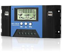 MPPT100A Solar Charge Controller 12V 24V Automatic Identification 100A Battery Solar Panel Regulator with LCD Temperature Sensor 4 USB Ports for Lead Acid Battery/Lithium Battery