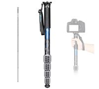 MPQ-325C Monopode de voyage portable compact léger en fibre de carbone avec dragonne, poignée en silicone, verrous rotatifs, 5 sections jusqu'à 165 cm, charge maximale 15 kg, noir
