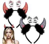 MPQDFG Accessoire de déguisement pour Halloween, diable avec bijoux pour le visage, pour hommes, femmes, enfants, carnaval, Halloween, cosplay, fête costumée