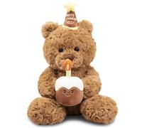 MPQDFG Bear Stuffed Animal, Cartoon Bear Plush, Birthday Plush Bear, Bear Birthday Hat, Nounours en Peluche Doudou Ours,Teddy Bear Jouet Doux Animal Poupée,Kid's Bedroom Decor, Bear Gift for Kids
