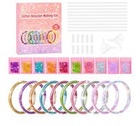 MPQMPQ Bracelet de bricolage pour filles - Kit de bricolage avec paillettes brillantes - Kit de bricolage créatif pour filles - Cadeau d'anniversaire pour filles à partir de 6, 7, 8, 9, 10, 11, 12 ans