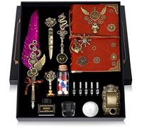 MPRINCE Ensemble d'encre pour stylo plume, carnet, 5 pointes remplaçables, tampon sceau, cuillère, perles de cire, cire blanche, encre, porte-stylo, tasse, enveloppe, papier à lettres, outil pour