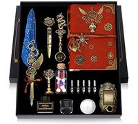 MPRINCE Lot de 5 stylos à plume en cuir - Avec stylo à quille,carnet de notes,5 plumes interchangeables,tampon à sceau(violet)