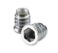 Mprofi MT® 100 Pièces | Insert Fileté Bois M8 x 15mm | Vis à Six Pans Creux | D'écrous Filetés D'insertion pour des Meubles en Bois | Manchons à Visser | Boulons à Visser avec Rebord | Hexagonal