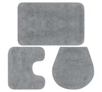 MPS Jeu de tapis de salle de bain 3 pcs Tissu Gris