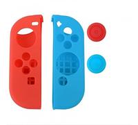 MPTECK @ 1 Paire Bleu & Rouge Silicone Case Flexicase Coque De Protection Housse Etui + Silicone et Thumb Grips Caps Gel Anti-Slip Protecteur en Caoutchouc pour Nintendo Switch Joy-Con