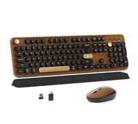 MPTOG Clavier et souris sans fil colorés pour ordinateur avec touches rondes pour machine à écrire, design rétro, interrupteur d'alimentation, design ergonomique, sans fil 2,4 GHz