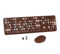 MPTOG Ensemble clavier d'ordinateur et souris sans fil coloré avec touches rondes pour machine à écrire, design rétro, interrupteur d'alimentation, design ergonomique, sans fil 2,4 GHz pour Windows