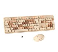 MPTOG Ensemble clavier et souris d'ordinateur sans fil colorés avec touches rondes pour machine à écrire, design rétro, interrupteur d'alimentation, design ergonomique, sans fil 2,4 GHz pour Windows