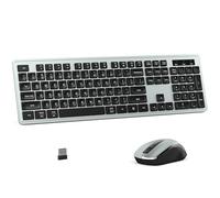MPTOG Ensemble clavier et souris sans fil, 104 touches, 15 touches de fonction, pavé numérique, récepteur USB unique, compatible avec PC et ordinateur portable (gris)