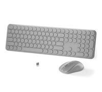 MPTOG Ensemble clavier et souris sans fil - 110 touches rondes et fines, frappe silencieuse, souris ergonomique DPI réglable, combo sans fil pour PC, Mac, ordinateur portable, tablettes (gris sidéral)