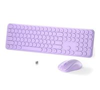 MPTOG Ensemble clavier et souris sans fil - 110 touches rondes minces, frappe silencieuse, souris ergonomique DPI réglable, combo sans fil pour PC, Mac, ordinateur portable, tablettes (violet clair)
