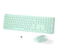 MPTOG Ensemble clavier et souris sans fil - 110 touches rondes minces, frappe silencieuse, souris ergonomique DPI réglable, combo sans fil pour PC, Mac, ordinateur portable, tablettes (vert menthe)