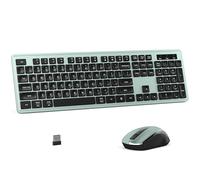 MPTOG Ensemble clavier et souris sans fil, clavier de bureau pleine taille 104 touches avec 15 touches de fonction, pavé numérique, récepteur USB unique, compatible avec PC et ordinateur portable