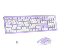MPTOG Ensemble clavier et souris sans fil, clavier de bureau pleine taille 104 touches avec 15 touches de fonction, pavé numérique, récepteur USB unique, compatible avec PC et ordinateur portable