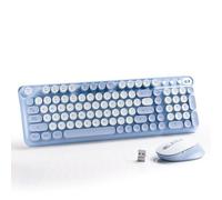 MPTOG Ensemble clavier et souris sans fil, taille complète, 2,4 G avec pavé numérique, longue durée de vie, Plug Play pour bureau et étudiant (bleu)