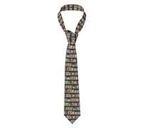 MPUTEOY Cravate fine pour homme avec imprimé de rat de bibliothèque de dessin animé, mariages, mariés, garçons d'honneur, missions, danses, cadeaux, Bibliothèque Cartoon Bookworm, taille unique