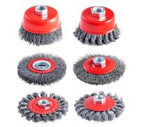 MPXEAVG 6 Pcs Brosse Métallique, Brosse Métallique Perceuse, Brosse Metallique pour Perceuse avec Filetage M14, Brosse Metallique Meuleuse pour Dérouillage Polissage