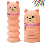 MPXEAVG Trousse Ecole 2 en 1 en Silicone Souple, Trousse Silicone Verticale, Panda Pochette de Stylo, Fermeture à Glissière, pour Fournitures Scolaires de Grande Capacité (Shiba Inu)