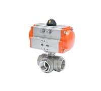 MPYJDTOI Actionneur Double Effet Q614/5-16P en Acier Inoxydable 304, vanne à Boisseau sphérique pneumatique à Trois Voies DN20/DN25, 16 Bars(DN20,T Type)