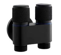 MPYJDTOI Robinet d'angle for Toilettes, 1 pièce, arroseur de Toilettes, Robinet d'angle Une entrée, Deux Sorties, Robinet à Double Ouverture, Volant antidérapant(Black-1)