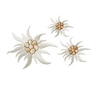 MQ Edelweiss MD 2-2869 Lot de 3 écussons thermocollants à repasser Blanc adulte Env. 3-6 cm